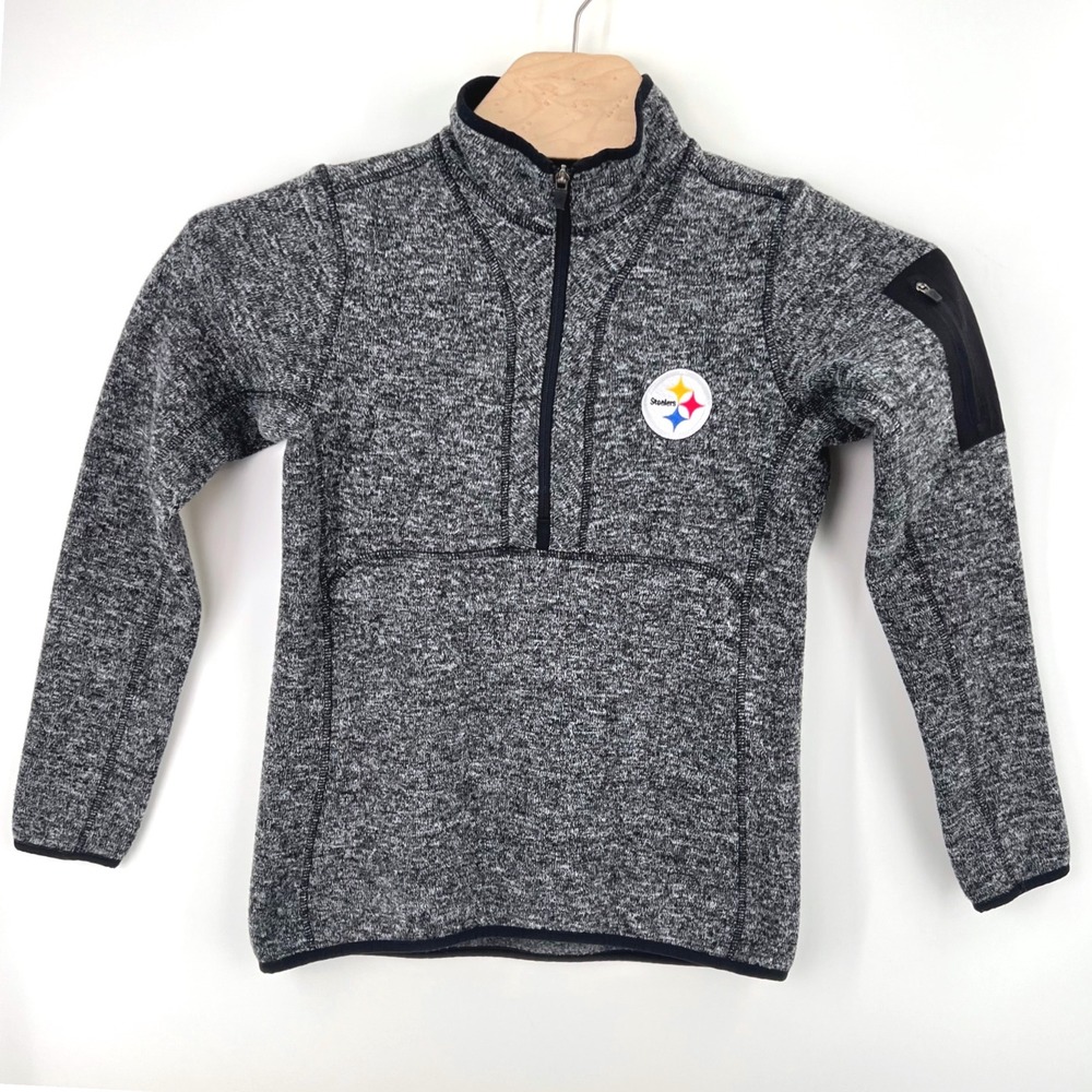 Antigua Pittsburgh Steelers Size S Polyester Quarter Zip Gray NFL 1/4 Gameday